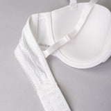 Reggiseno a fascia imbottito con ferretto in tessuto jacquard - BIANCO LATTE - 1880