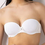 Reggiseno a fascia imbottito con ferretto in tessuto jacquard - BIANCO LATTE - 1880