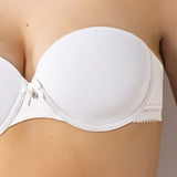 Reggiseno a fascia imbottito con ferretto in tessuto jacquard - BIANCO LATTE - 1880