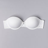 Reggiseno a fascia imbottito con ferretto in tessuto jacquard - BIANCO LATTE - 1880