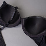 Reggiseno con coppe imbottite e ferretto in tessuto jacquard - NERO - 1882
