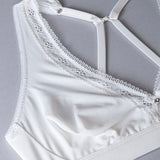 Reggiseno triangolo non imbottito senza ferretto in tessuto jacquard - BIANCO LATTE - 1886