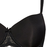 Reggiseno con coppe imbottite, ferretto e regolatore supplementare - NERO - 2452