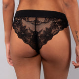 Slip taglio laser in cotone e pizzo - NERO - 5115