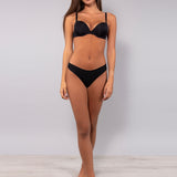 Slip taglio laser in cotone e pizzo - NERO - 5115