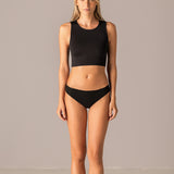 Brasiliana taglio laser in cotone e pizzo - NERO - 5117