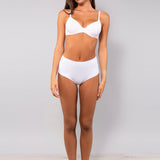 Slip alto taglio laser in cotone e pizzo - BIANCO - 5119