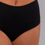 Slip alto taglio laser in cotone e pizzo - NERO - 5119