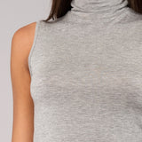 Lupetto Smanicato Collo Alto in Modal - GRIGIO MELANGE - 6006