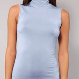 Lupetto Smanicato Collo Alto in Modal - DENIM - 6006