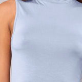 Lupetto Smanicato Collo Alto in Modal - DENIM - 6006