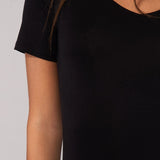 Maglia Manica Corta Scollo a V in Modal - NERO - 6008