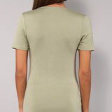 Maglia Manica Corta Scollo a V in Modal - VERDE MILITARE - 6008