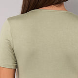 Maglia Manica Corta Scollo a V in Modal - VERDE MILITARE - 6008
