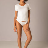 Maglia Manica Corta Scollo a V in Modal - MILK - 6008