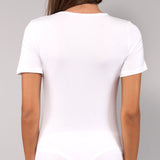 Maglia Manica Corta Scollo a V in Modal - MILK - 6008