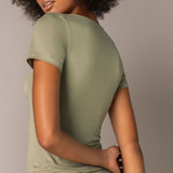 Maglia Manica Corta Girocollo in Modal - VERDE MILITARE - 6010