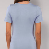 Maglia Manica Corta Girocollo in Modal - DENIM - 6010