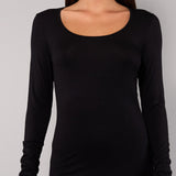 Maglia Manica Lunga Scollo Profondo in Modal - NERO - 6012