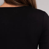 Maglia Manica Lunga Scollo Profondo in Modal - NERO - 6012