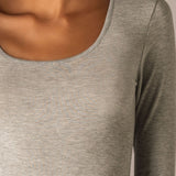 Maglia Manica Lunga Scollo Profondo in Modal - GRIGIO MELANGE - 6012