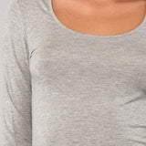 Maglia Manica Lunga Scollo Profondo in Modal - GRIGIO MELANGE - 6012