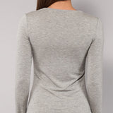 Maglia Manica Lunga Scollo Profondo in Modal - GRIGIO MELANGE - 6012