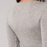 Maglia Manica Lunga Scollo Profondo in Modal - GRIGIO MELANGE - 6012
