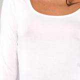 Maglia Manica Lunga Scollo Profondo in Modal - MILK - 6012