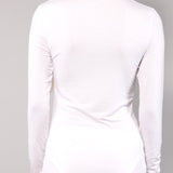 Maglia Manica Lunga Scollo Profondo in Modal - MILK - 6012