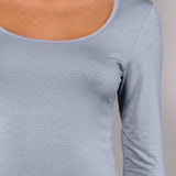 Maglia Manica Lunga Scollo Profondo in Modal - DENIM - 6012