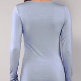 Maglia Manica Lunga Scollo Profondo in Modal - DENIM - 6012