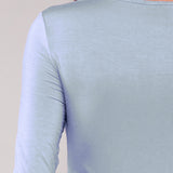 Maglia Manica Lunga Scollo Profondo in Modal - DENIM - 6012