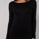 Maglia Manica Lunga Scollo a Barchetta in Modal - NERO - 6014