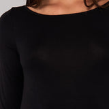 Maglia Manica Lunga Scollo a Barchetta in Modal - NERO - 6014