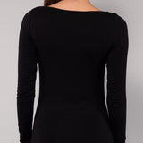 Maglia Manica Lunga Scollo a Barchetta in Modal - NERO - 6014