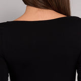 Maglia Manica Lunga Scollo a Barchetta in Modal - NERO - 6014