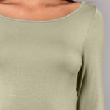 Maglia Manica Lunga Scollo a Barchetta in Modal - VERDE MILITARE - 6014