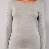 Maglia Manica Lunga Scollo a Barchetta in Modal - GRIGIO MELANGE - 6014