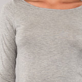 Maglia Manica Lunga Scollo a Barchetta in Modal - GRIGIO MELANGE - 6014