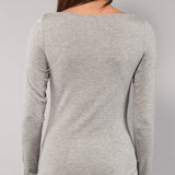 Maglia Manica Lunga Scollo a Barchetta in Modal - GRIGIO MELANGE - 6014