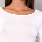 Maglia Manica Lunga Scollo a Barchetta in Modal - MILK - 6014