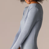 Maglia Manica Lunga Scollo a Barchetta in Modal - DENIM - 6014