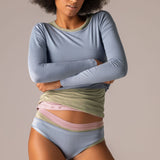 Maglia Manica Lunga Scollo a Barchetta in Modal - DENIM - 6014