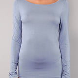 Maglia Manica Lunga Scollo a Barchetta in Modal - DENIM - 6014