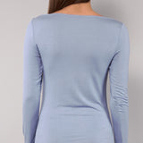 Maglia Manica Lunga Scollo a Barchetta in Modal - DENIM - 6014