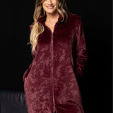 Vestaglia donna con bottoni in pile coral Verde Veronica - BORDEAUX - CF77
