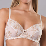 Reggiseno con ferretto in tulle ricamato floreale - MILK - 8010
