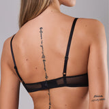 Reggiseno push-up con ricamo floreale elegante - NERO - 8014