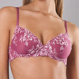 Reggiseno imbottito senza ferretto con ricamo floreale - MALVA - 8016